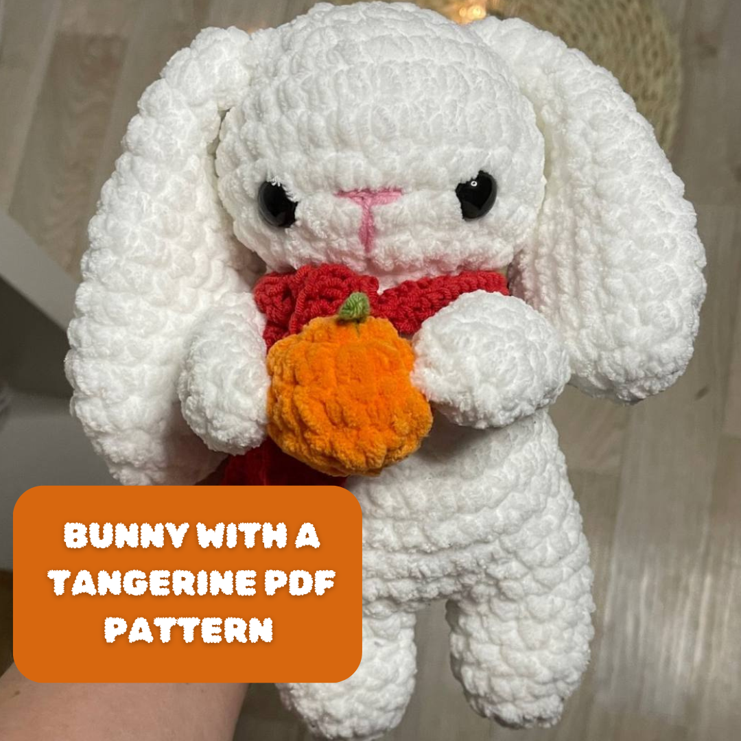 Christmas bunny with a tangerine pattern