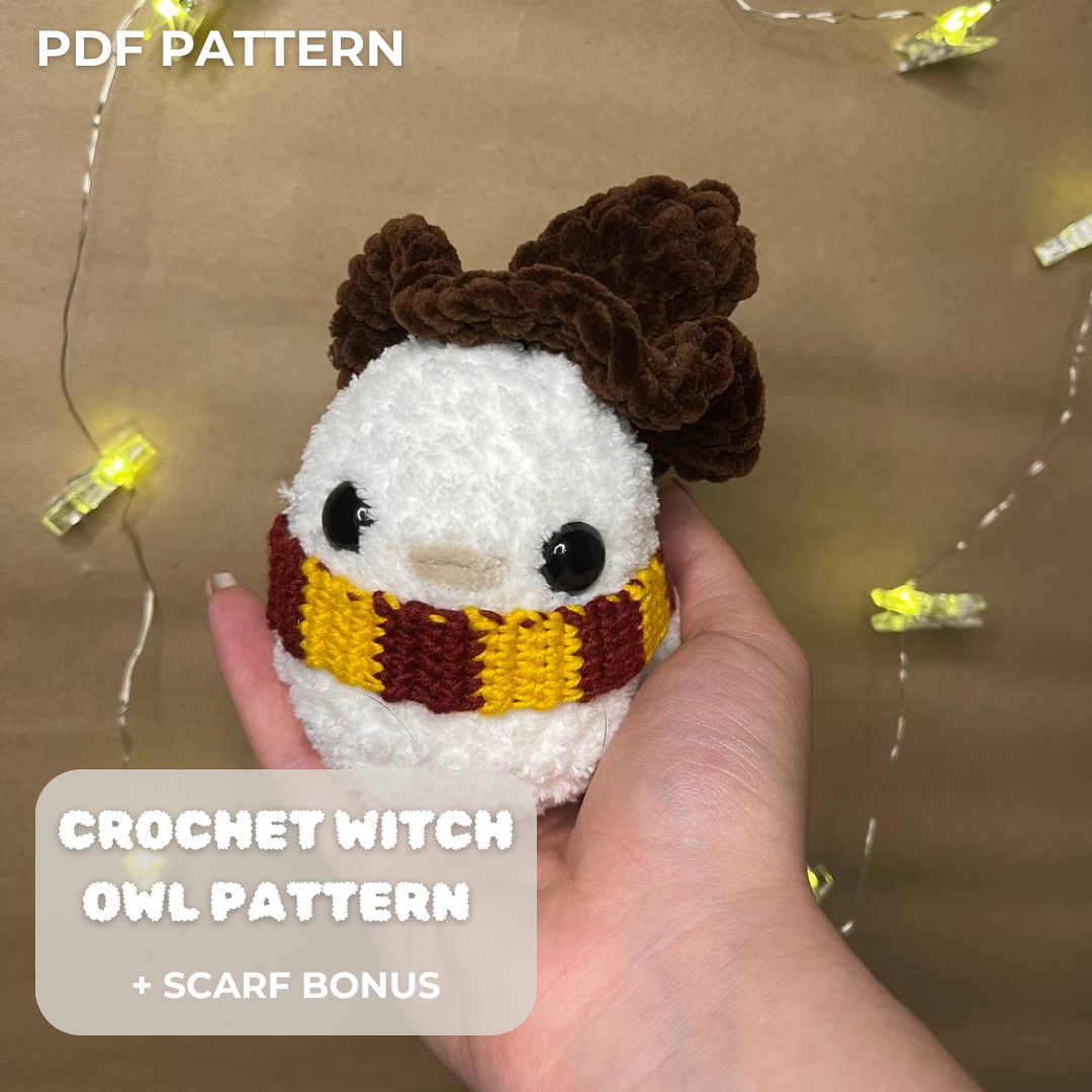 Crochet Owl Pattern + scarf and a witch hat bonus