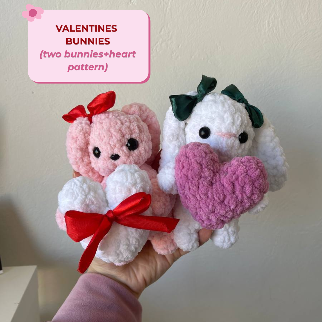 Valentines mini Bunny PDF pattern (two variants)