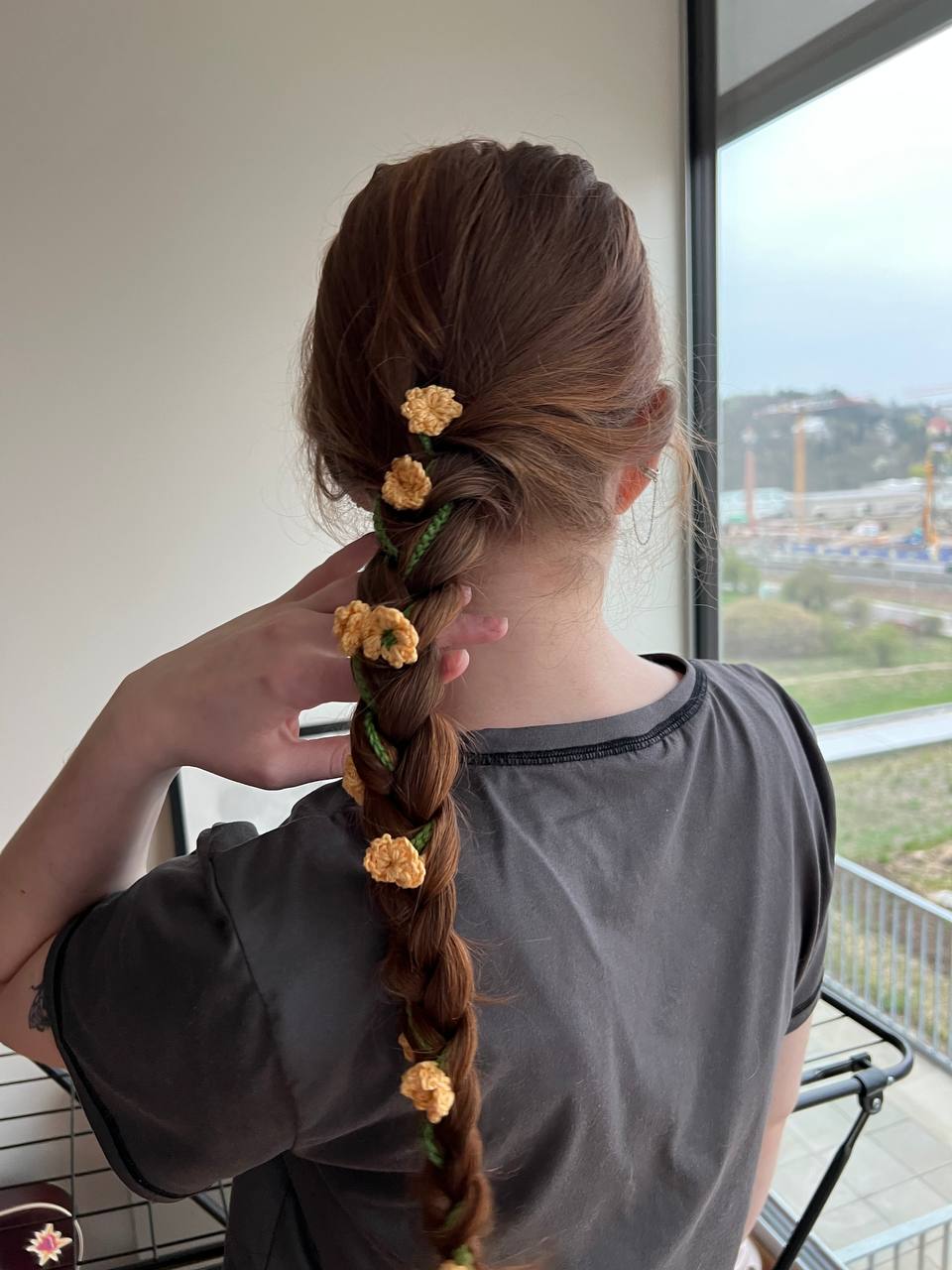 Crochet braid flowers PATTERN