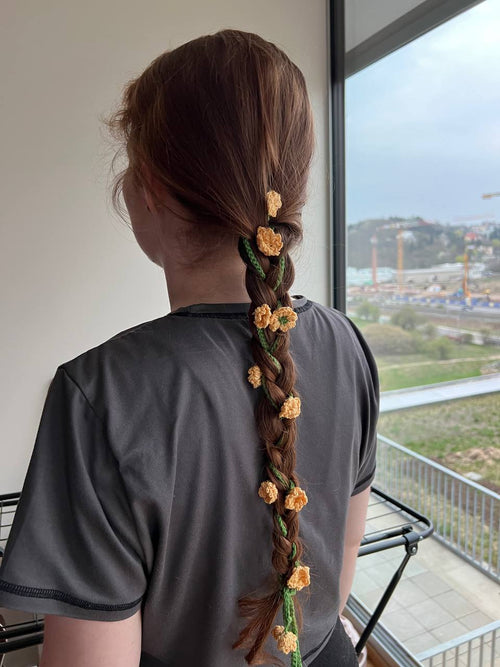 Crochet braid flowers PATTERN